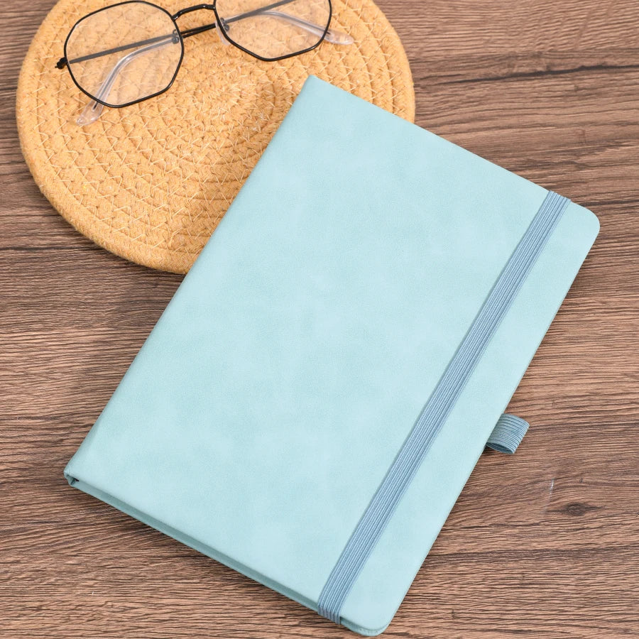 Vintage A5 leather strap notebook with leather notebook cover, personalized soft cover, and bookmark, perfect for business