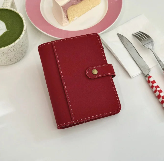 Black PU  A7 Loose Leaf Binder Journal Notebook Diary Cover Ring Planners Organizer Easy Carrying Agenda