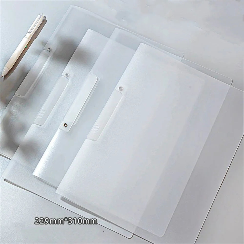 Color Transparent Folder Rotating Side Opening Buckle A4 Information Test Paper Storage Portable Office Folder Swing Rod Clip