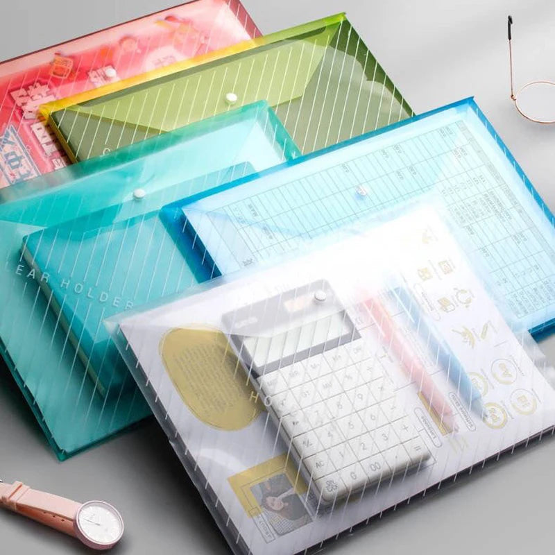 10 Pcs A4 Transparent Waterproof File Folder With Snap Buckles – Large Capacity For Office, School, And Exam Papers