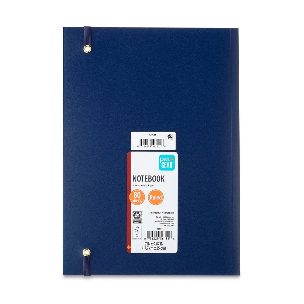 Durable Poly Notebook 7x9.87 Inch 80 Ruled Pages Flexible Cover Compact Size Ideal Travel School Office Doodles