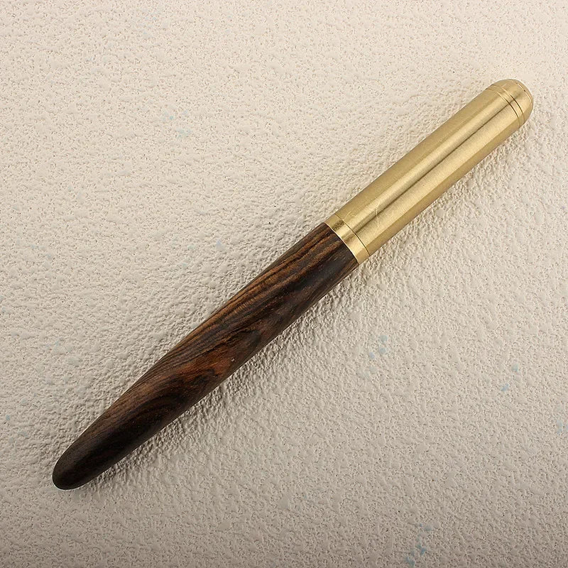Vintage Luxury Wooden Tiger Pattern Copper Roller Ball Pen Signature Pen Fine Nib 0.7mm Writing Tool