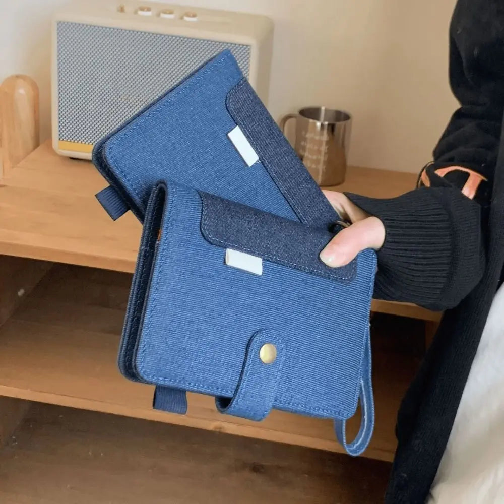 Portable A7 Retro Denim Notebook Refillable Thick Paper Binder Notebook Reusable Casing Loose Leaf Student Slabs Friend