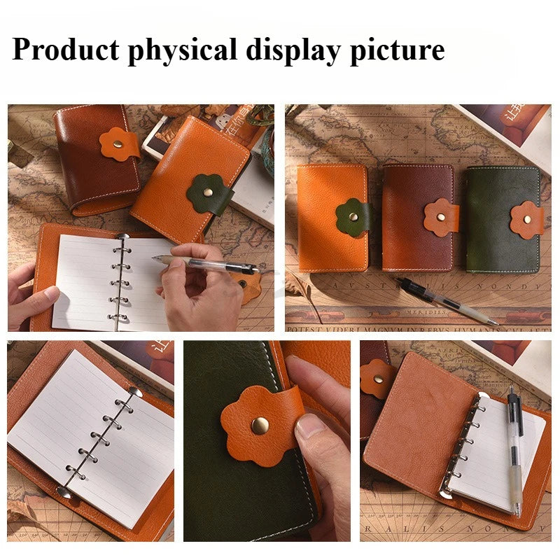 M5 Head Layer Leather Notebook Portable Mini Pocket Creative Handbook Loose Leaf Notebook