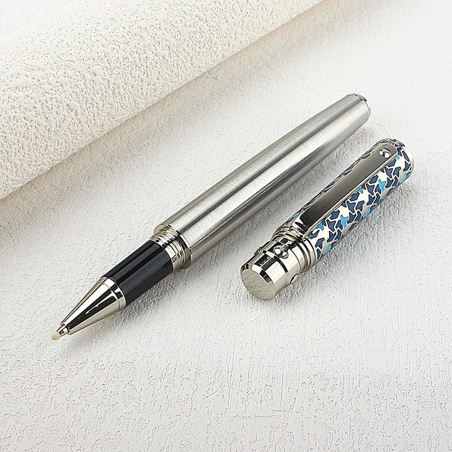 1pc Luxury Metal Round Ballpoint Pen | Retractable Stainless Steel Painted Ballpoint Pen, Elegant Signature Pen | Gift Choice
