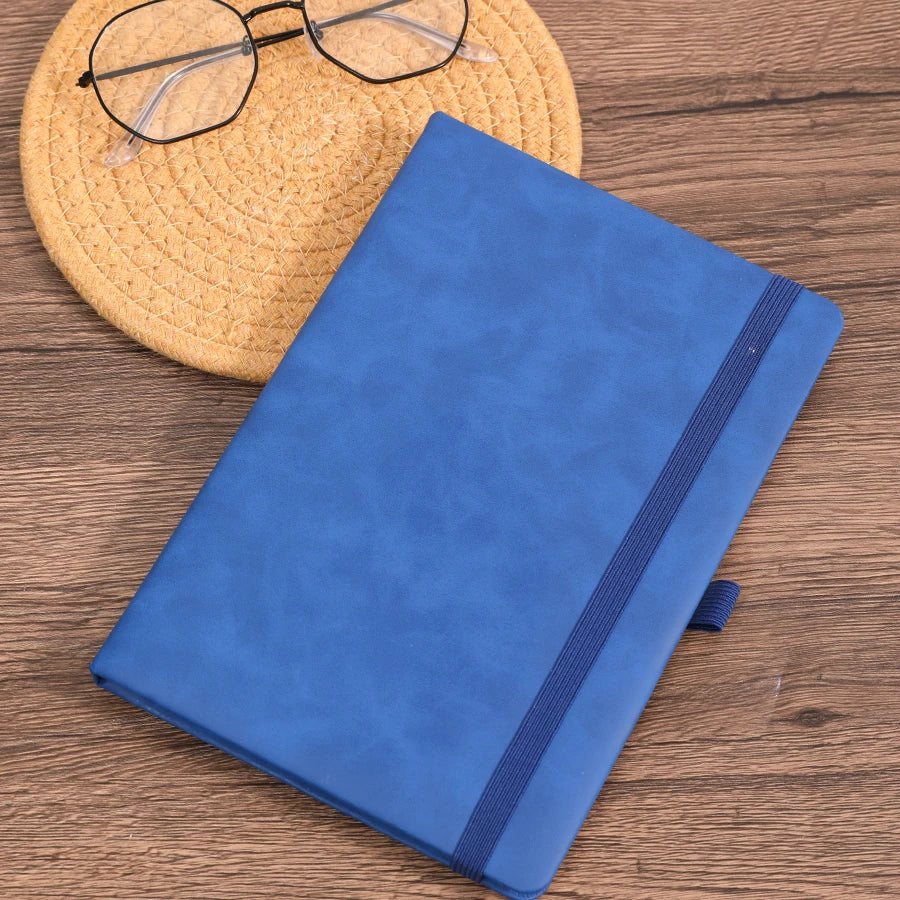 Vintage A5 leather strap notebook with leather notebook cover, personalized soft cover, and bookmark, perfect for business