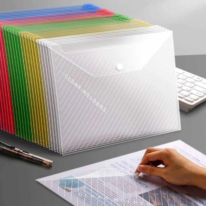 10 Pcs A4 Transparent Waterproof File Folder With Snap Buckles – Large Capacity For Office, School, And Exam Papers
