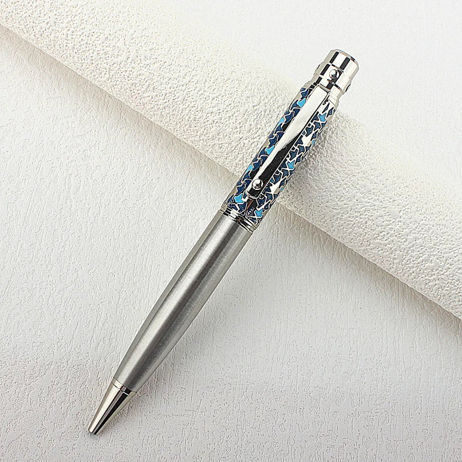 1pc Luxury Metal Round Ballpoint Pen | Retractable Stainless Steel Painted Ballpoint Pen, Elegant Signature Pen | Gift Choice