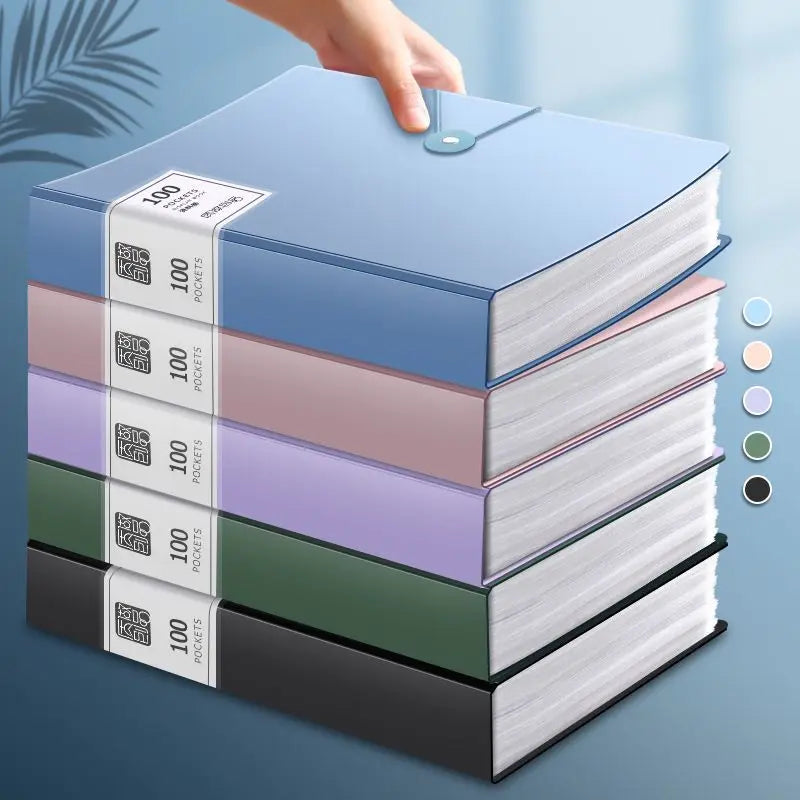 100 Pages A4 Thickened Folder Information Book Large Capacity Diy File Folder Multifunctional Document Organizer Desktop Storage