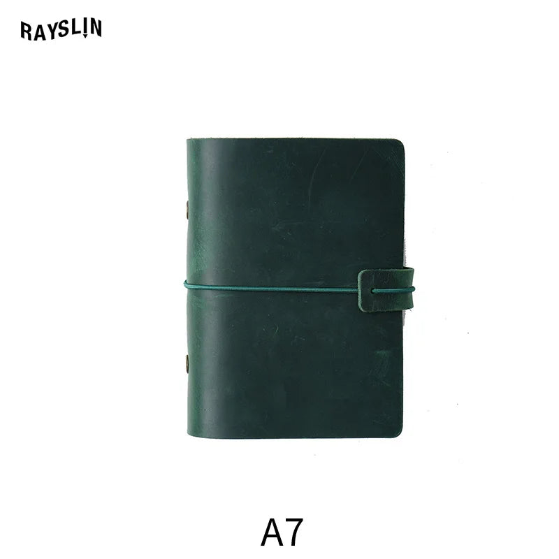 A5 A6 A7 Loose-leaf Notebook Cowhide Leather Journal Planner 192 Pages School Office Note Book Lined Blank Pure Color Retro Gift