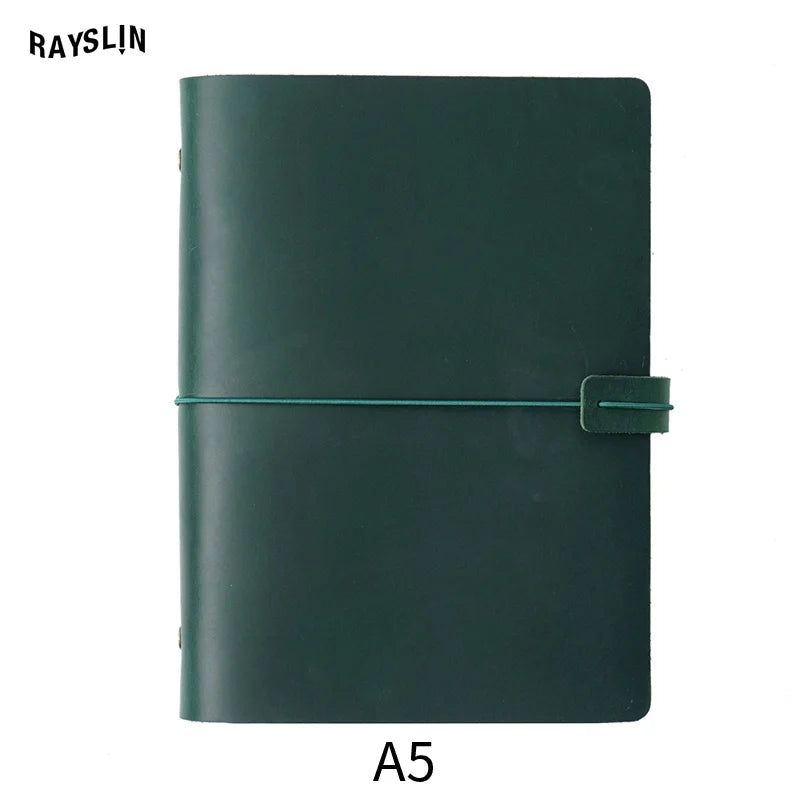 A5 A6 A7 Loose-leaf Notebook Cowhide Leather Journal Planner 192 Pages School Office Note Book Lined Blank Pure Color Retro Gift