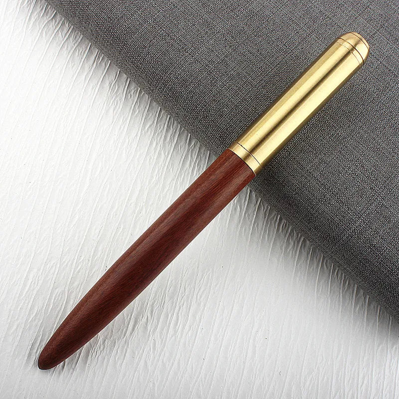 High Quality Wooden Roller Ball Pens Red Black Golden Trim Stationery Office School Supplies New