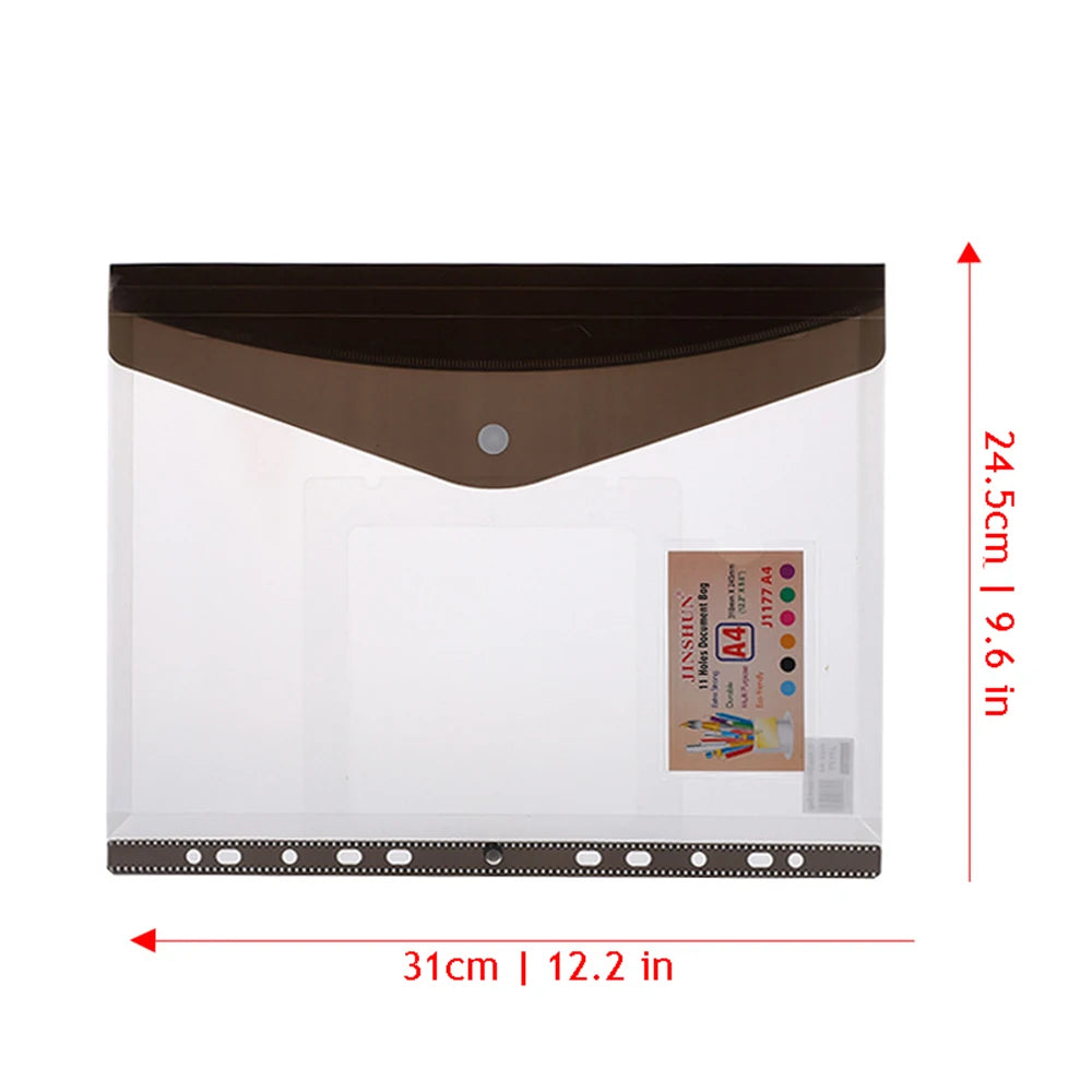 1Pc A4 Expandable Binder Pocket For 2/3/4 Ring Binder Heavy Duty Plastic Envelope File Folders With Snap Button And Label Pocket