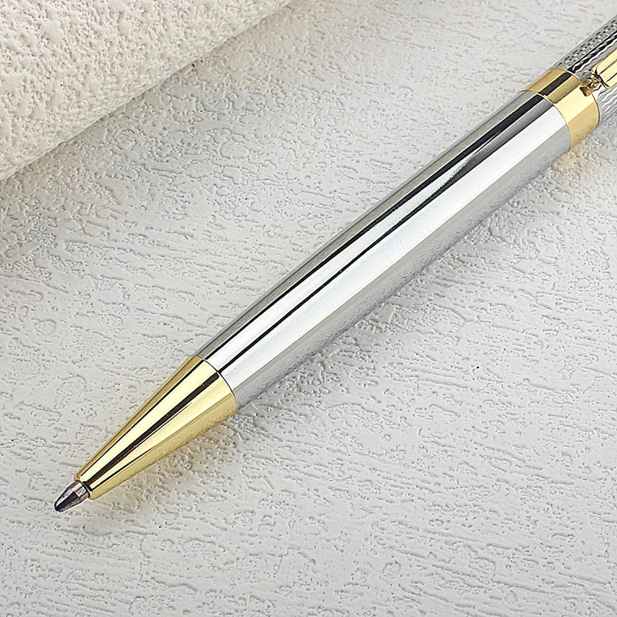 Luxury ball pen Platinum Golden Slender body school Carved pattern Business office Medium nib Ballpoint Pens New