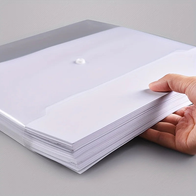 10pcs A4 Transparent Plastic File Folders, Waterproof PP Document Storage Bags - For Student Test Papers & Office Organization