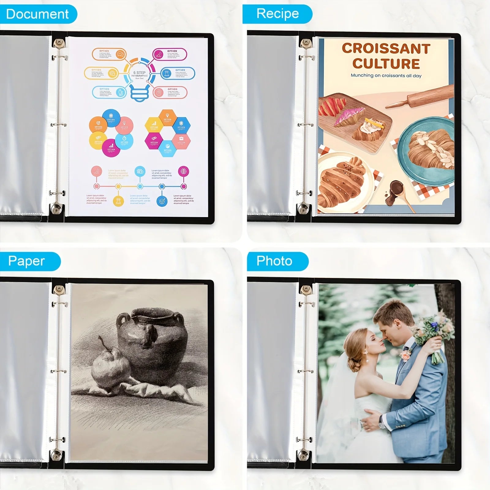 100pcs Clear A4 Plastic File Bags - 11-Hole, 3-Ring Binder Compatible Document Protectors, Durable PP Material for Office School